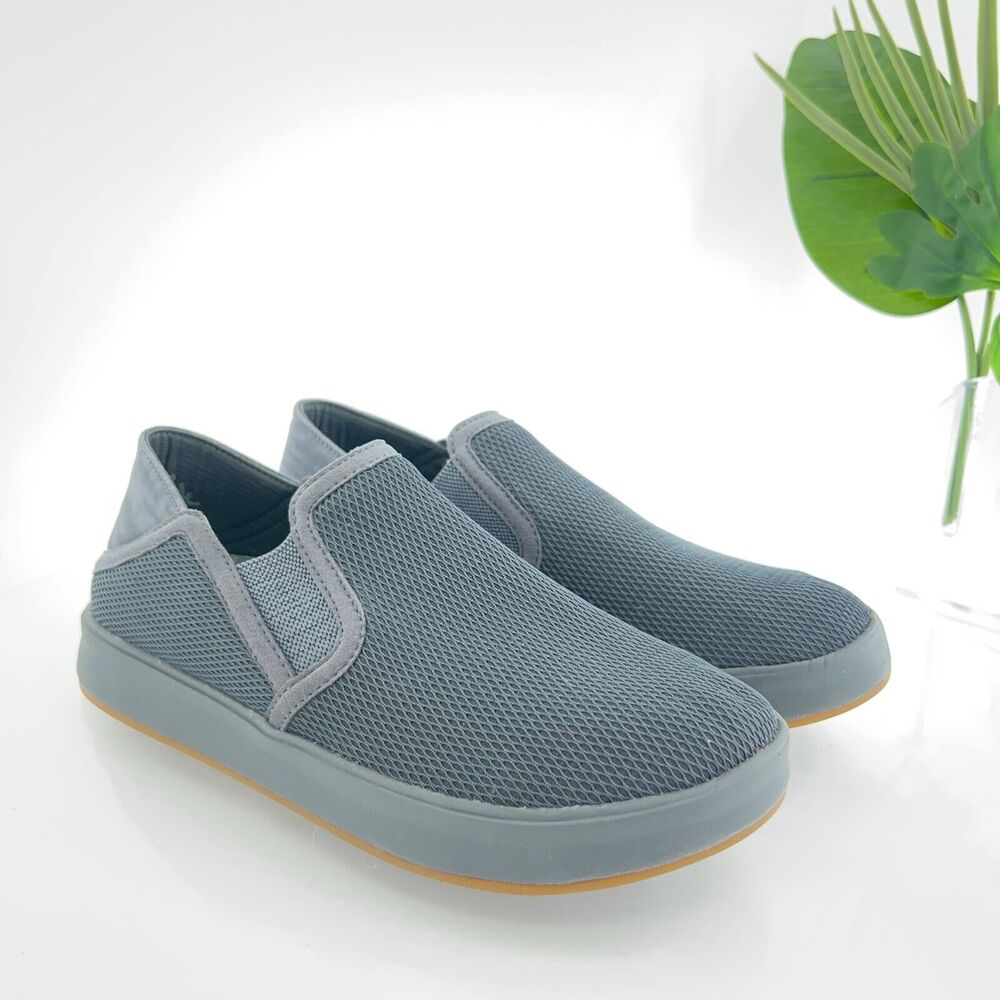 OluKai Women Ki'ihele Loafer Size 8 Gray Mesh SlipOn Flat Shoe Convertible Slide
